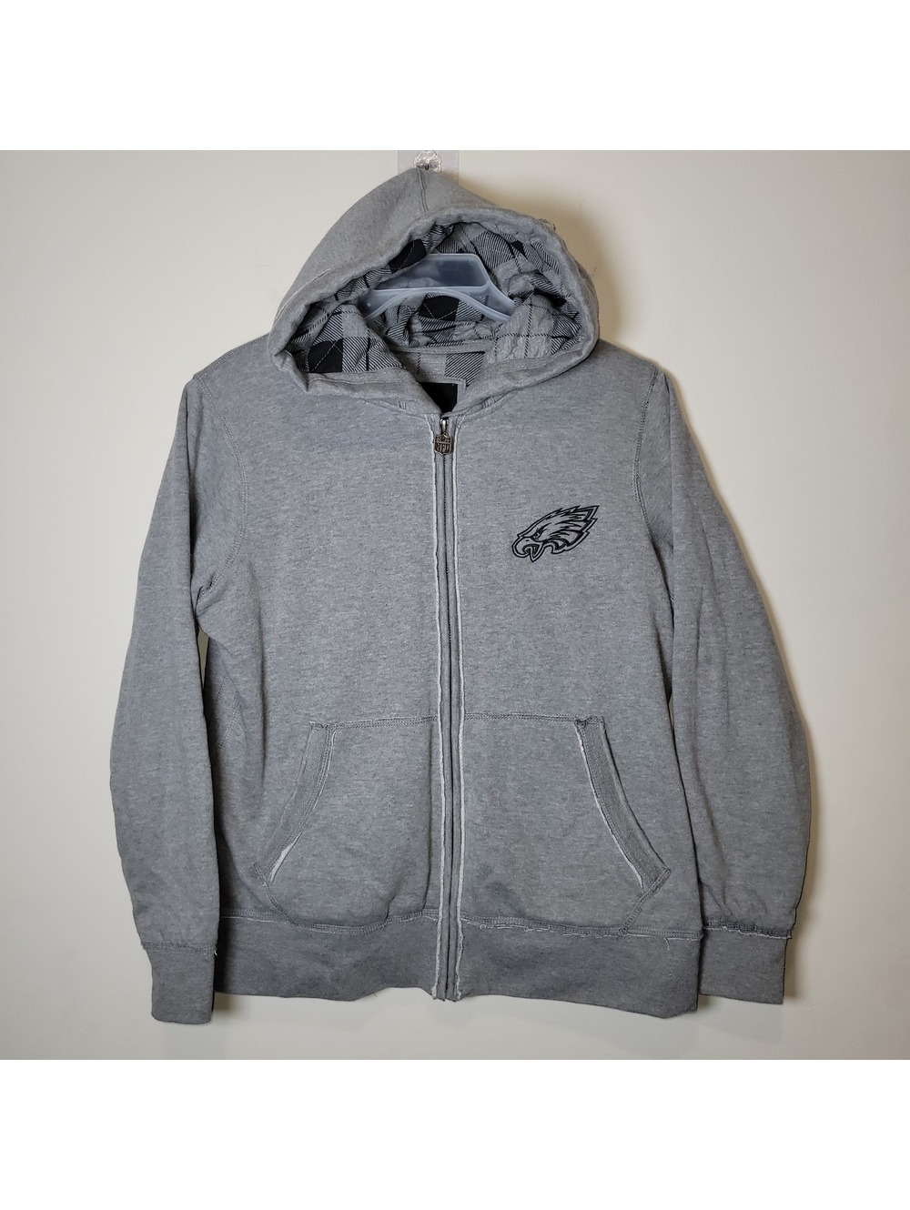 NFL Pro Line Philadelphia Eagles Men's Gray Full Zip Hoodie Sweatshirt L READ
